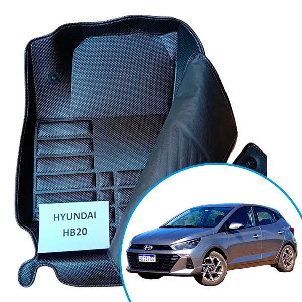 Alfombras termoformadas 3D para Hyundai HB20. Protección reforzada para uso urbano, ajuste perfecto, alta durabilidad y fácil limpieza.
